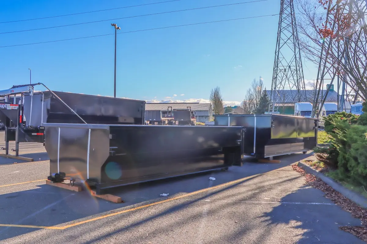 Roll-off dumpster ready for waste disposal at job site for 2 Yard Dumpster Rental in Blaine